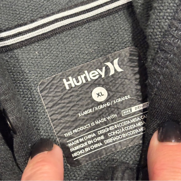 Hurley Men’s Dri-Fit Disperse Blocked Full Zip Hoodie Jacket black & Gray Sz XL - Picture 4 of 12